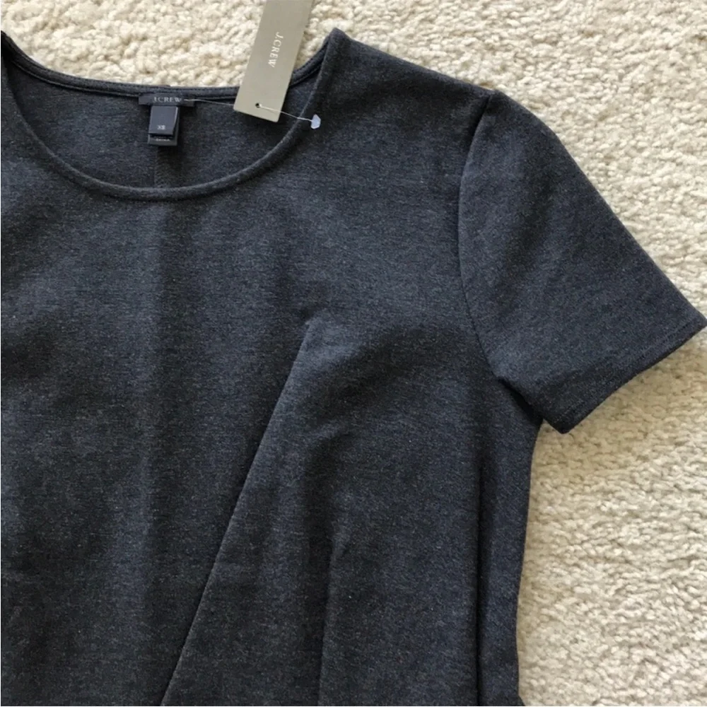 J. Crew Asymmetrical Pleated Top in Heathered Charcoal - Picture 3 of 7